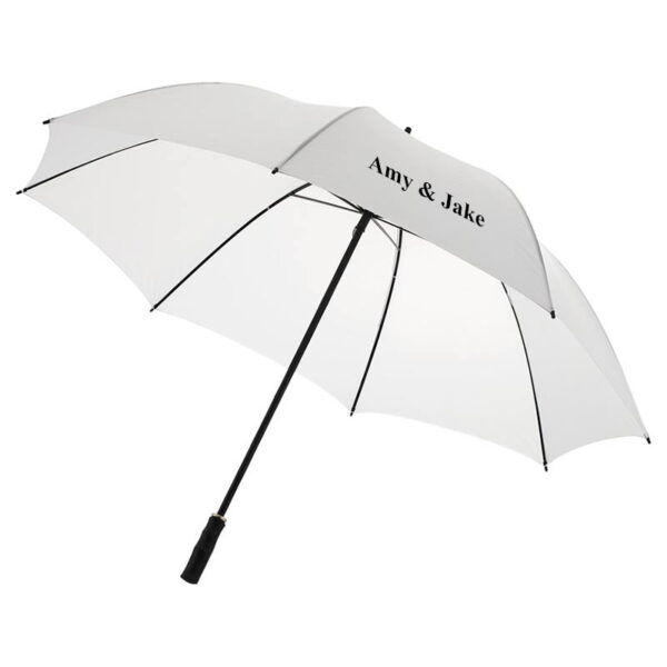 white branded umbrella